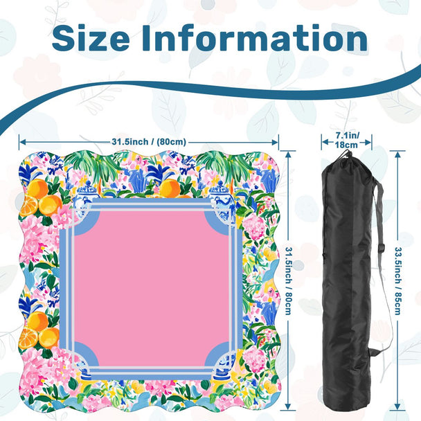Floral Chinoiserie Preppy Pastel Scalloped Mahjong Mat