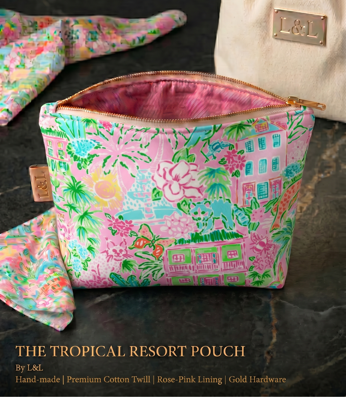 Tropical Resort Pouch in Premium Cotton Twill