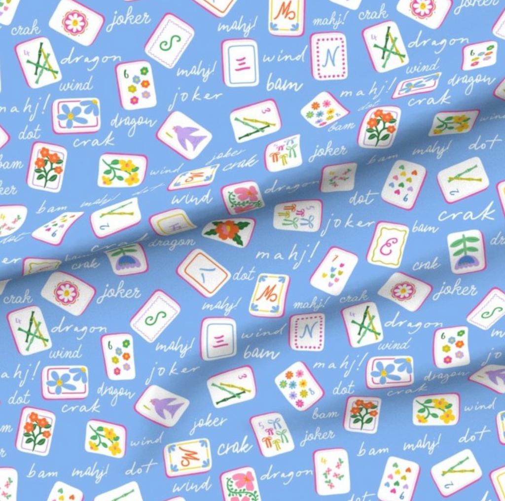 Mahjong Blue Collective Pouch in Premium Cotton Twill