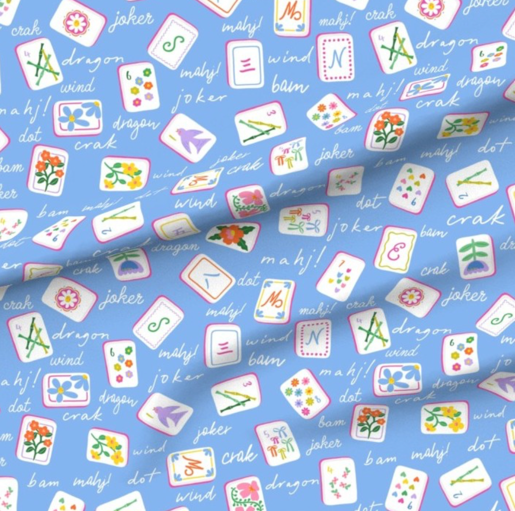 Mahjong Blue Collective Pouch in Premium Cotton Twill
