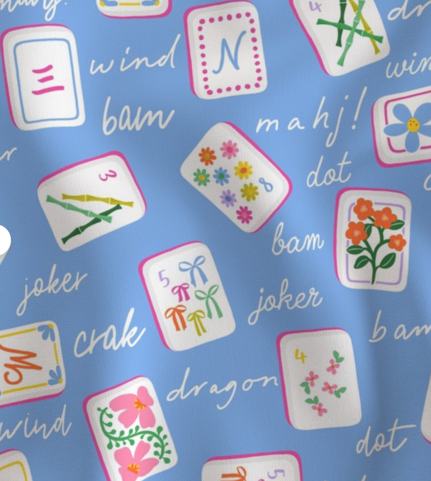 Mahjong Blue Collective Pouch in Premium Cotton Twill