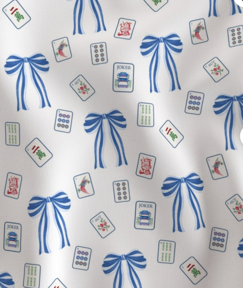 Mahjong Blue Collective Pouch in Premium Cotton Twill