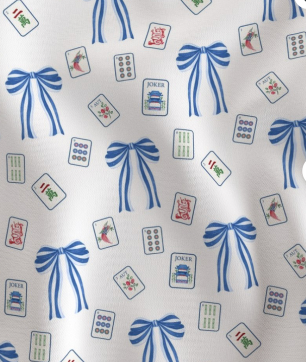 Mahjong Blue Collective Pouch in Premium Cotton Twill