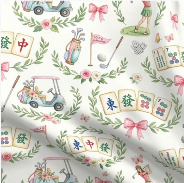 Handmade Golf Mahjong Tablecloth: Cotton Twill Game Night Cover