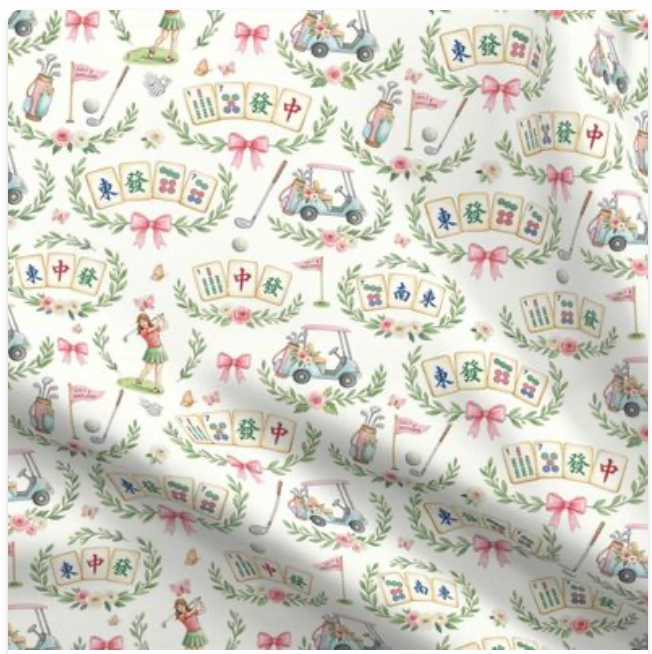 Handmade Golf Mahjong Tablecloth: Cotton Twill Game Night Cover