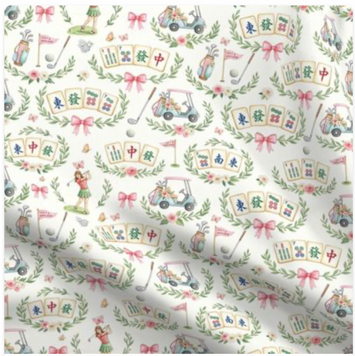 Handmade Golf Mahjong Tablecloth: Cotton Twill Game Night Cover