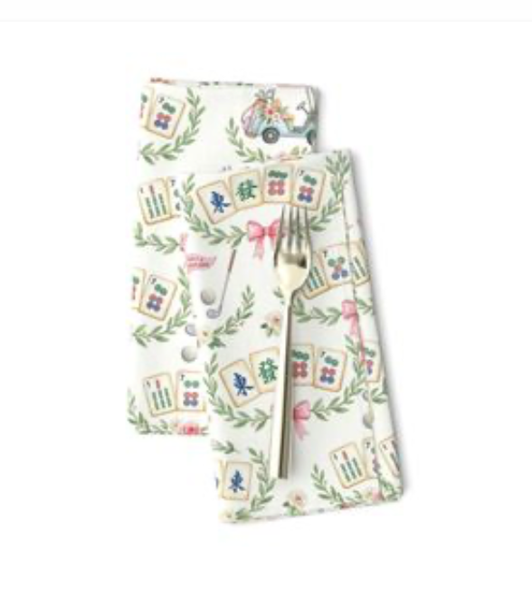 Handmade Golf Mahjong Tablecloth: Cotton Twill Game Night Cover
