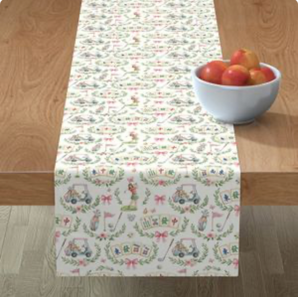 Handmade Golf Mahjong Tablecloth: Cotton Twill Game Night Cover