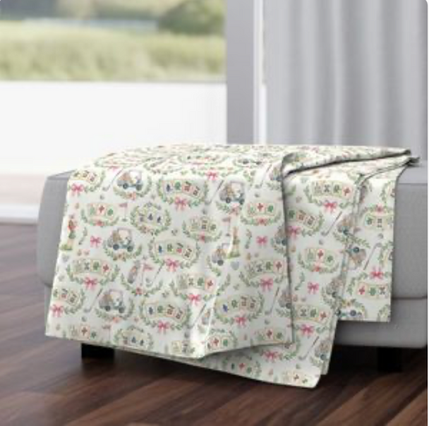 Handmade Golf Mahjong Tablecloth: Cotton Twill Game Night Cover