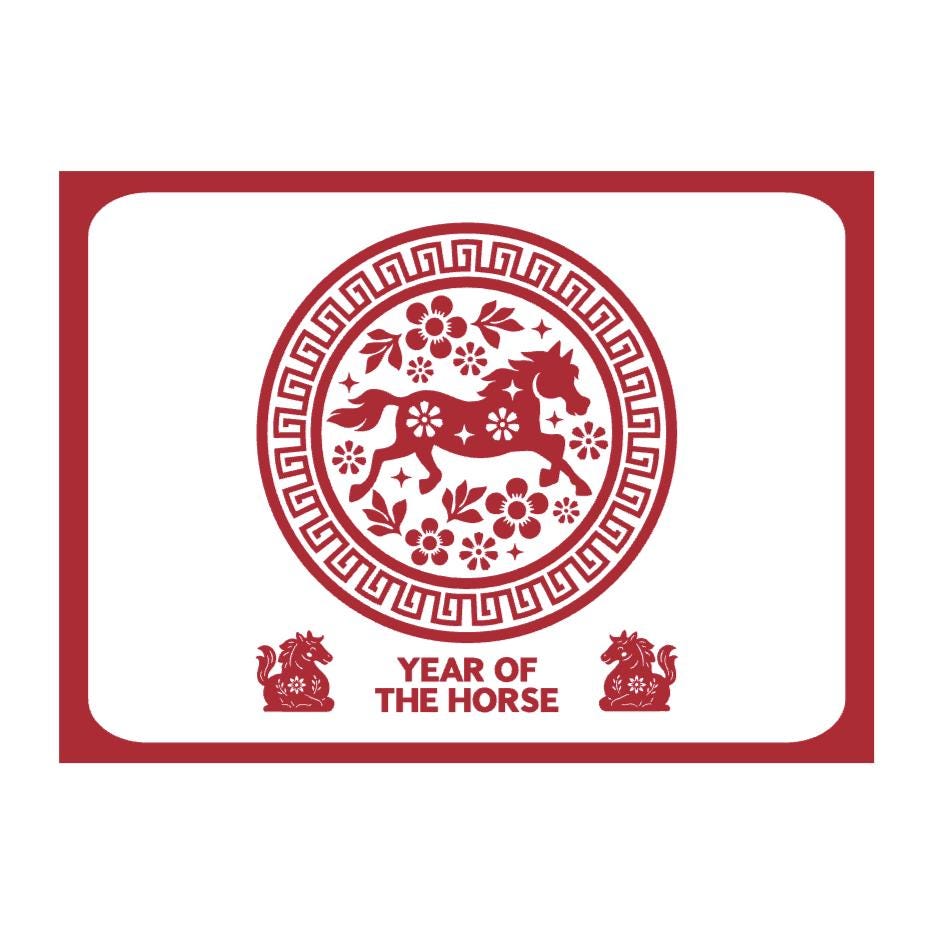Mahjong Card Cover, Year of the Horse, Sticker